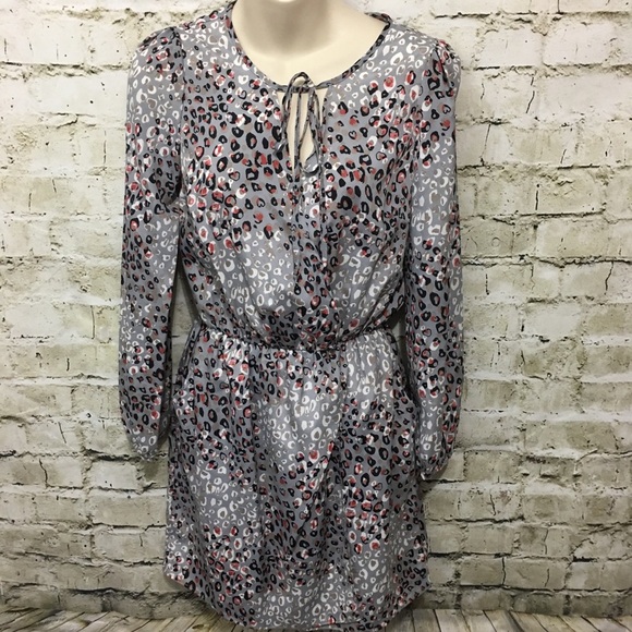 🌻 Peppermint Gray Animal Faux Wrap Dress G8 - Picture 1 of 6